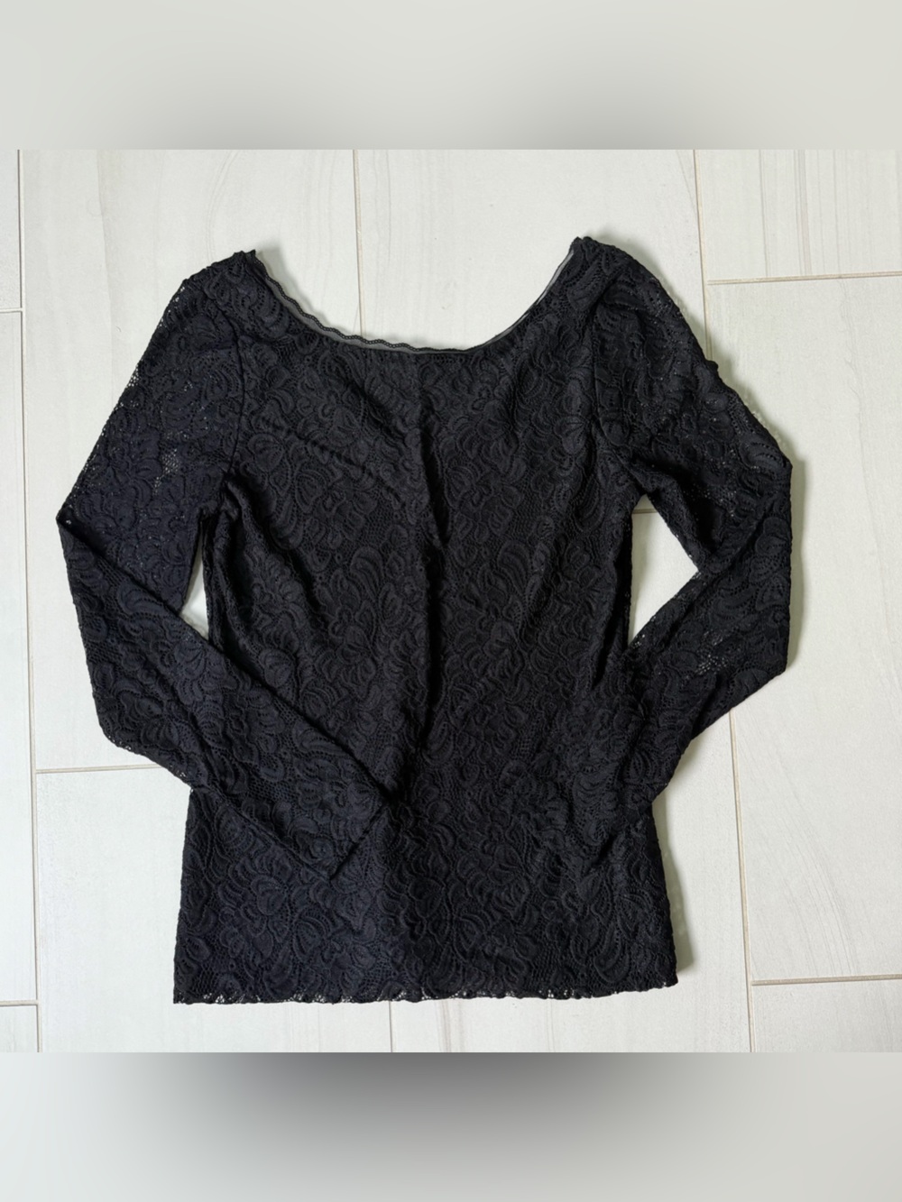 White House Black Market Black Lace Long-Sleeve